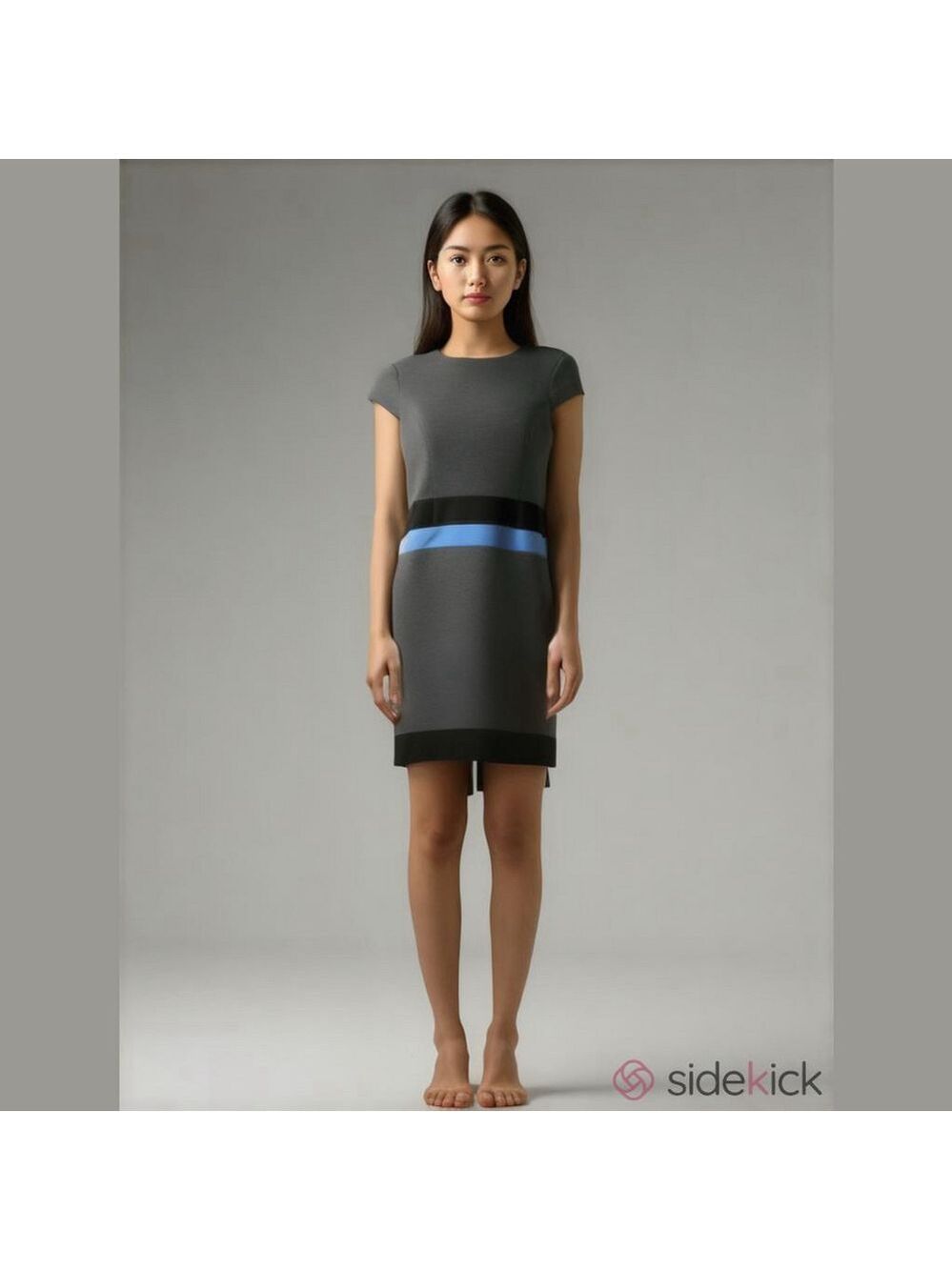 Anne Klein colour block cap sleeve midi career dress Size 8